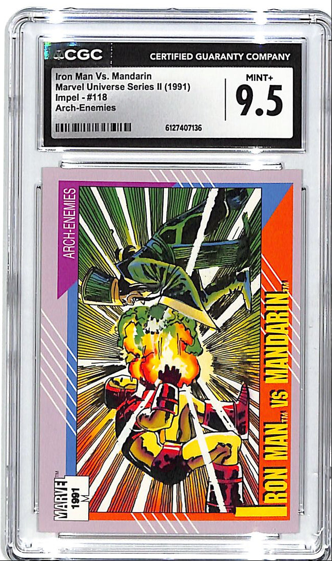 1991 Marvel Universe Impel Iron Man vs Mandarin #118 Arch Enemies CGC 9.5