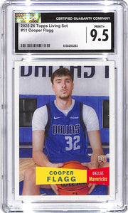 2025-26 Topps living Set Cooper Flagg Rookie RC #11 CGC 9.5 Mavericks