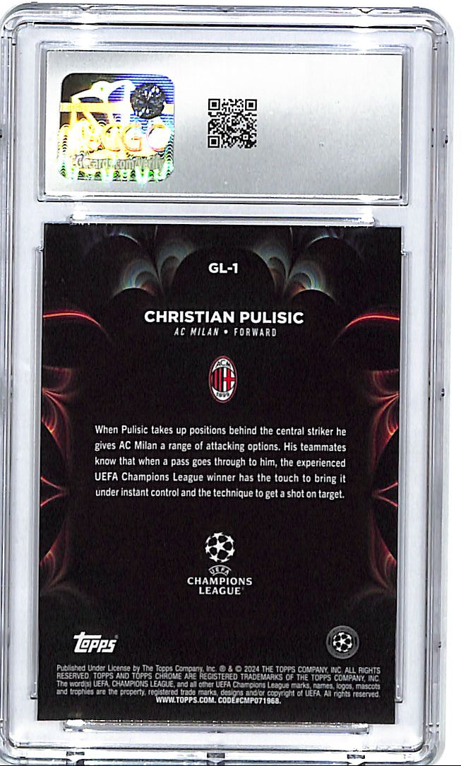 2023-24 Topps Chrome UEFA Christian Pulisic Golazo CGC 10 AC Milan