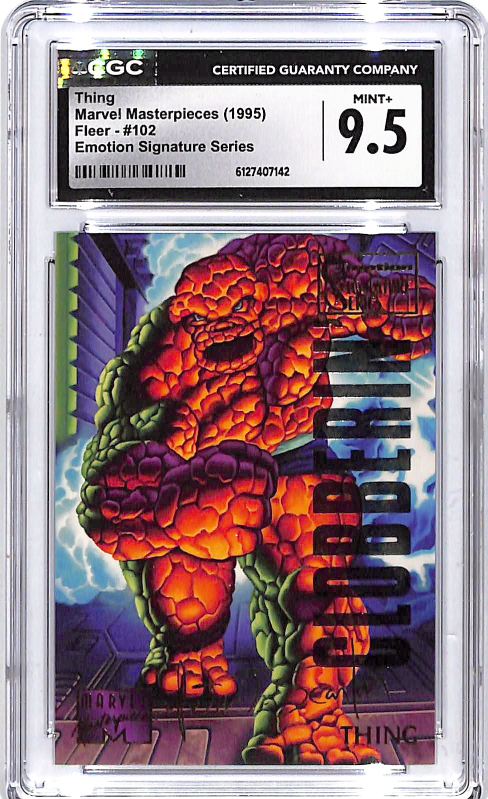 1995 Fleer Marvel Masterpieces Thing Emotion Signature Seres CGC 9.5
