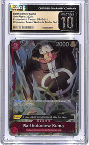 One Piece Promotional Cards OP05 Bartholomew Kuma 011 Seven Warlords Binder Set CGC 10 Pristine