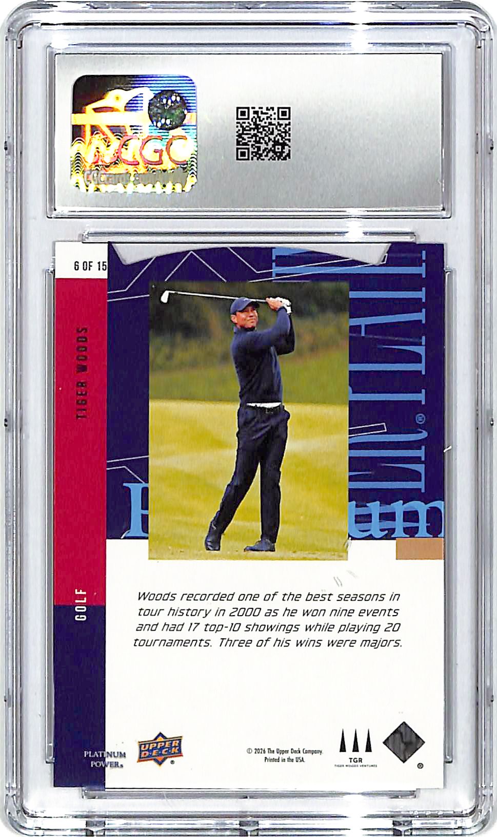 2026 Upper Deck CDD Conference Tiger Woods Platinum Power #6 CGC 10