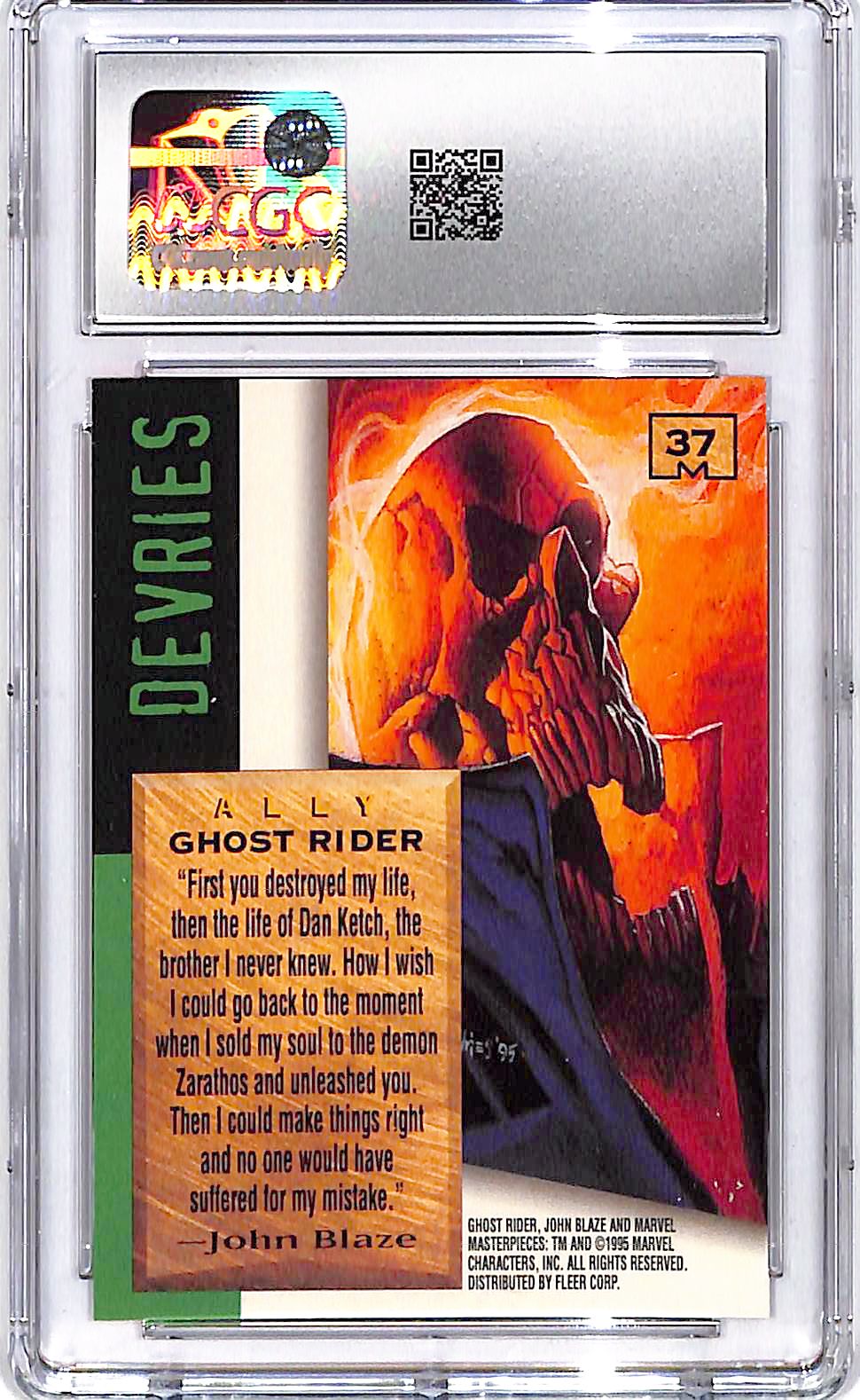1995 Fleer Marvel Masterpieces Ghost Rider #37 CGC 9.5