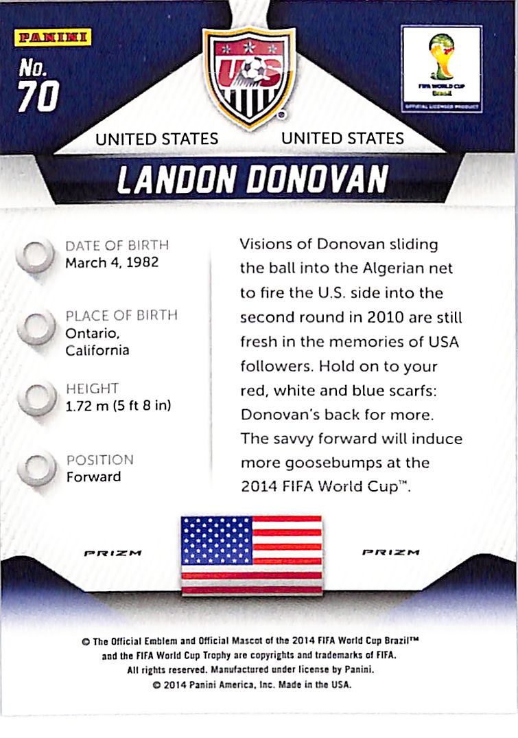 2014 Prizm World Cup Landon Donovan Red White Blue Wave #70 USA