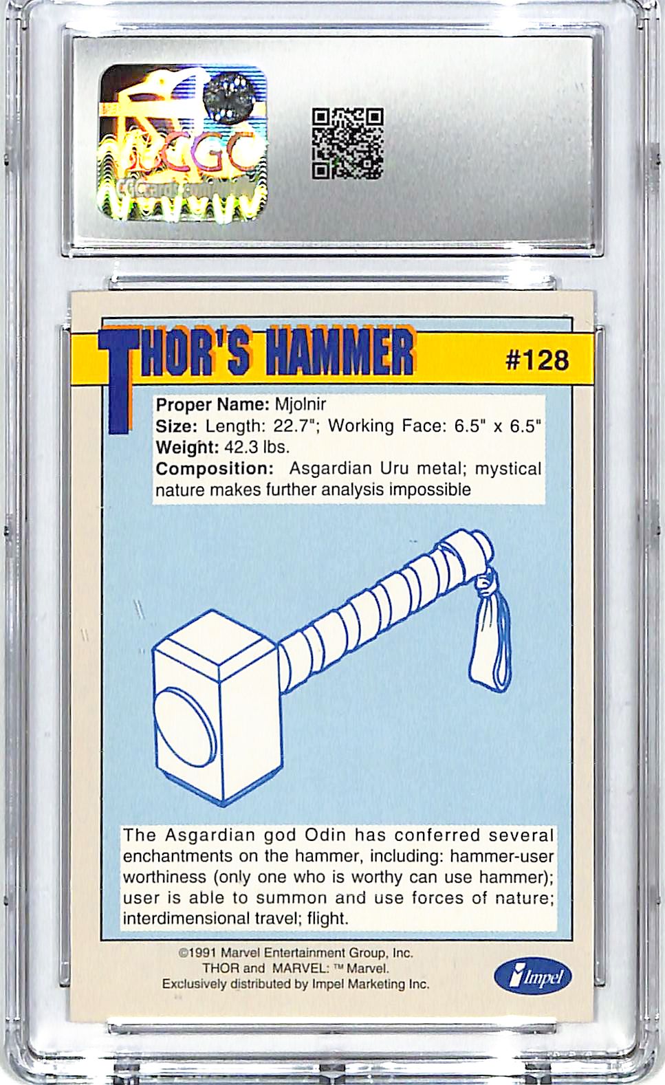 1991 Impel Marvel Universe Series Thor's Hammer Weapons #128 CGC 10