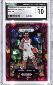 2024 Prizm Draft Picks Bronny James Jr Red Cracked Ice Rookie RC CGC 10 USC