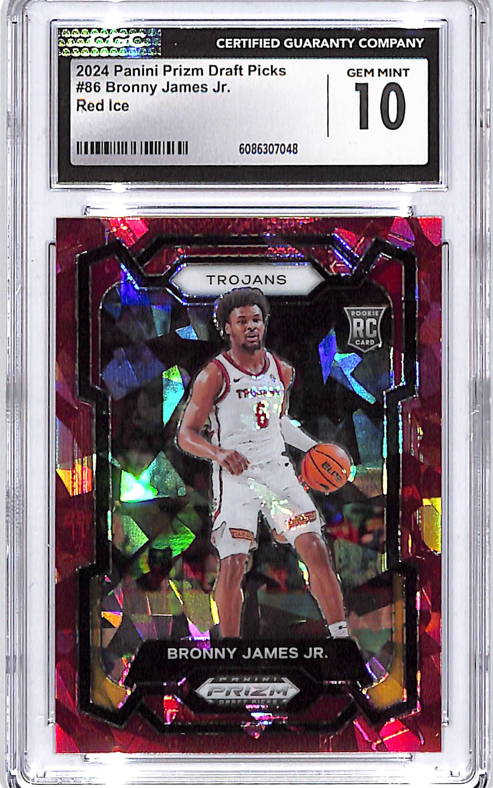 2024 Prizm Draft Picks Bronny James Jr Red Cracked Ice Rookie RC CGC 10 USC