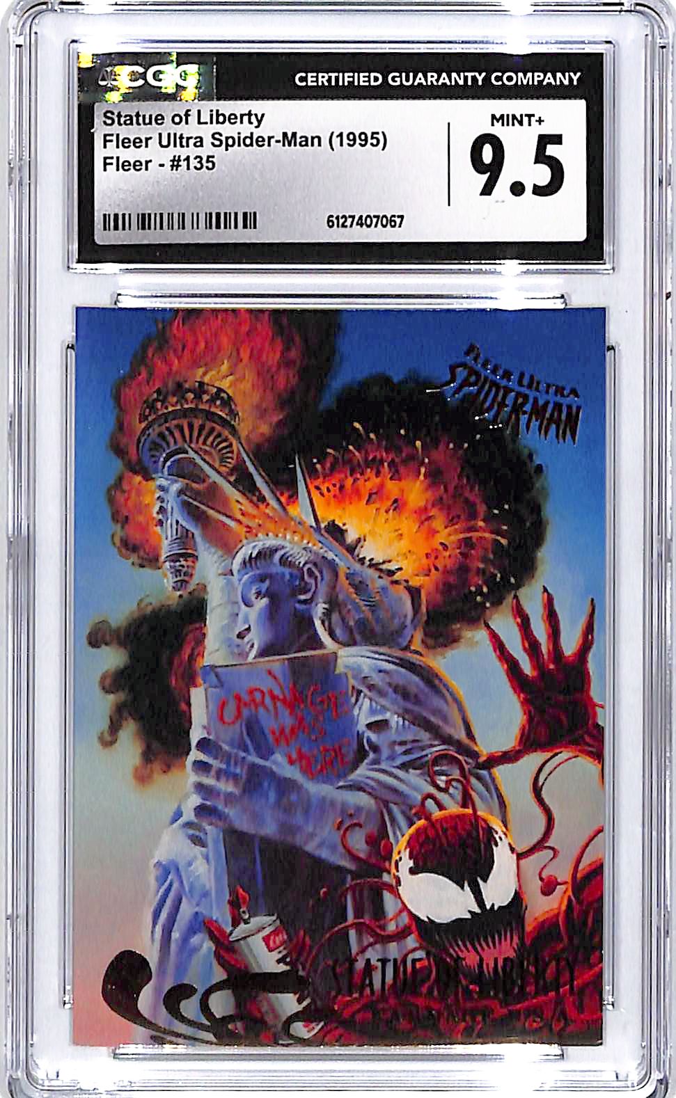 1995 Fleer Ultra Spider Man Statue Of Liberty #135 CGC 9.5