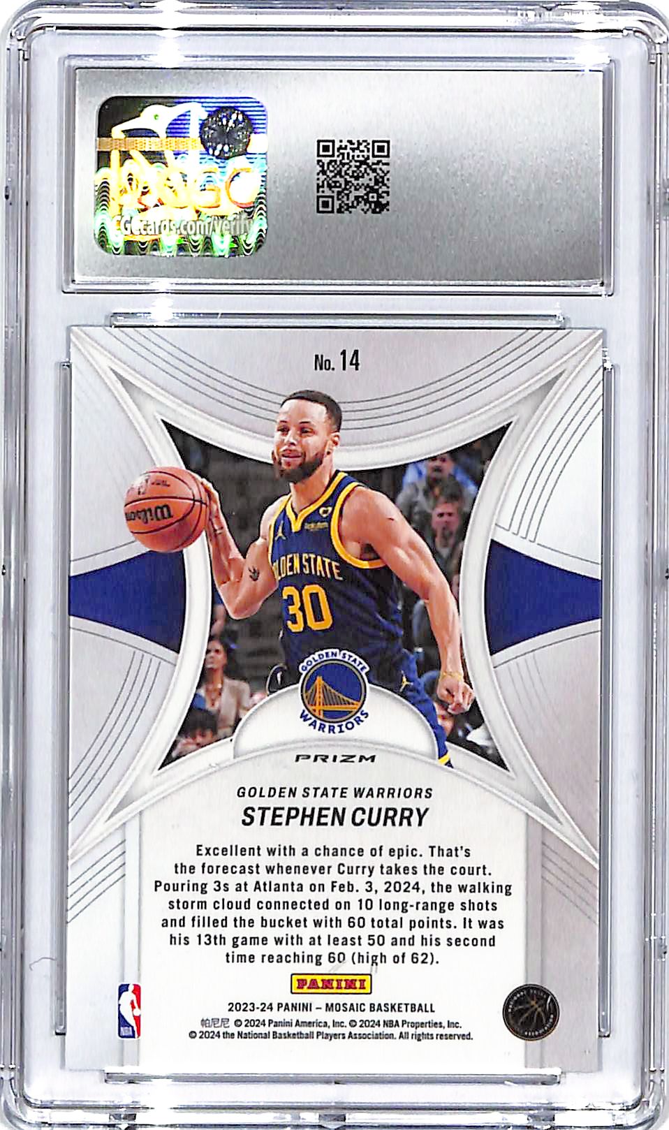 2023-24 Mosaic Stephen Curry Epic Performers Green #14 CGC 10 Warriors