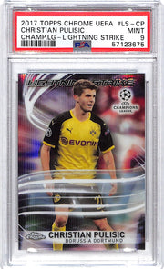 2017-18 Topps Chrome UEFA Christian Pulisic Lightning Strike PSA 9 Dortmund