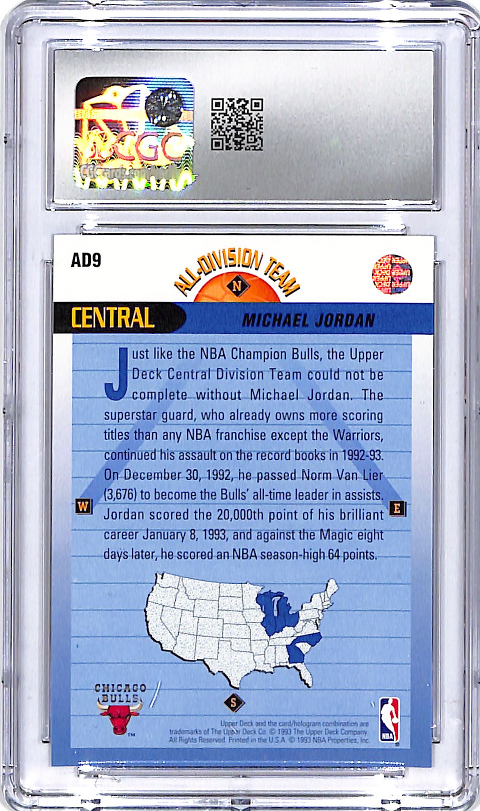 1992-93 Upper Deck Michael Jordan All Division Team CGC 9 Bulls
