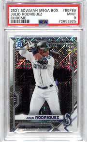 2021 Bowman Chrome Julio Rodriguez Rookie RC Mega Box Mojo Refractor PSA 9 Mariners