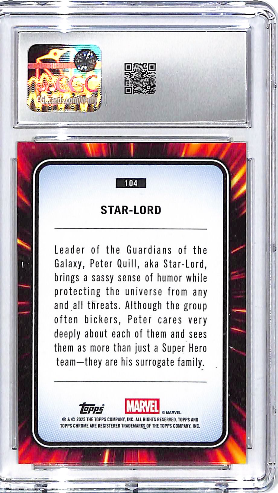 2025 Topps Chrome Marvel Star Lord Yellow Lava Refractor #014 CGC 10