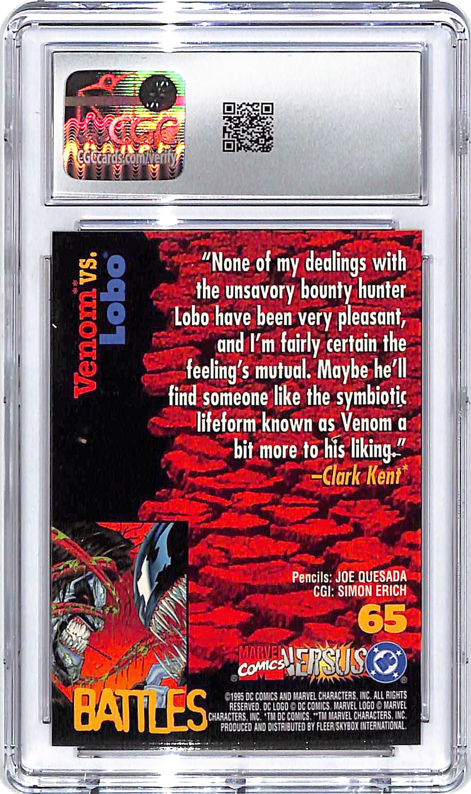 1995 Fleer Skybox DC vs Marvel Comics Venom vs Lobo #65 CGC 9.5