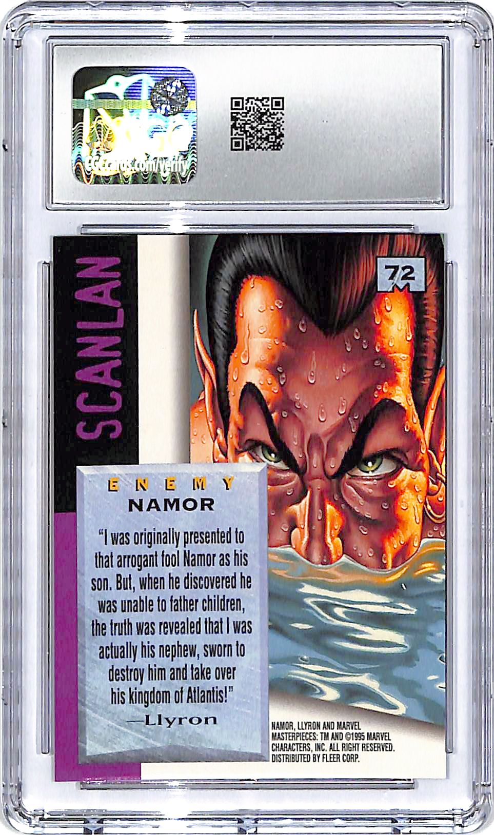 1995 Feer Marvel Masterpieces Namor #72 CGC 10