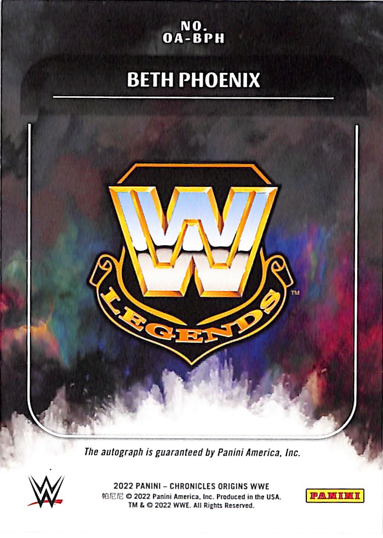 2022 Chronicles WWE Beth Phoenix Origins Auto Autograph
