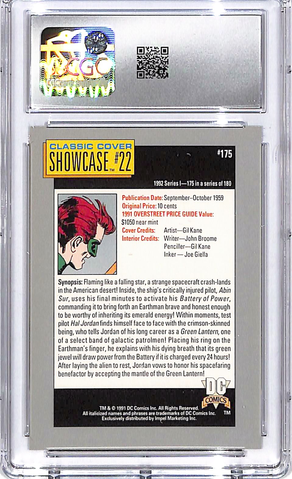 1992 Impel DC Cosmic Cards Showcase Green Lantern #175 CGC 9.5