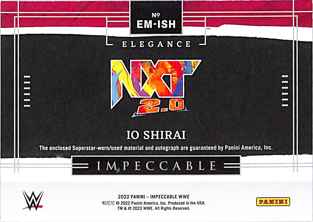 2022 Impeccable WWE Io Shirai Auto Autograph Patch Relic /99