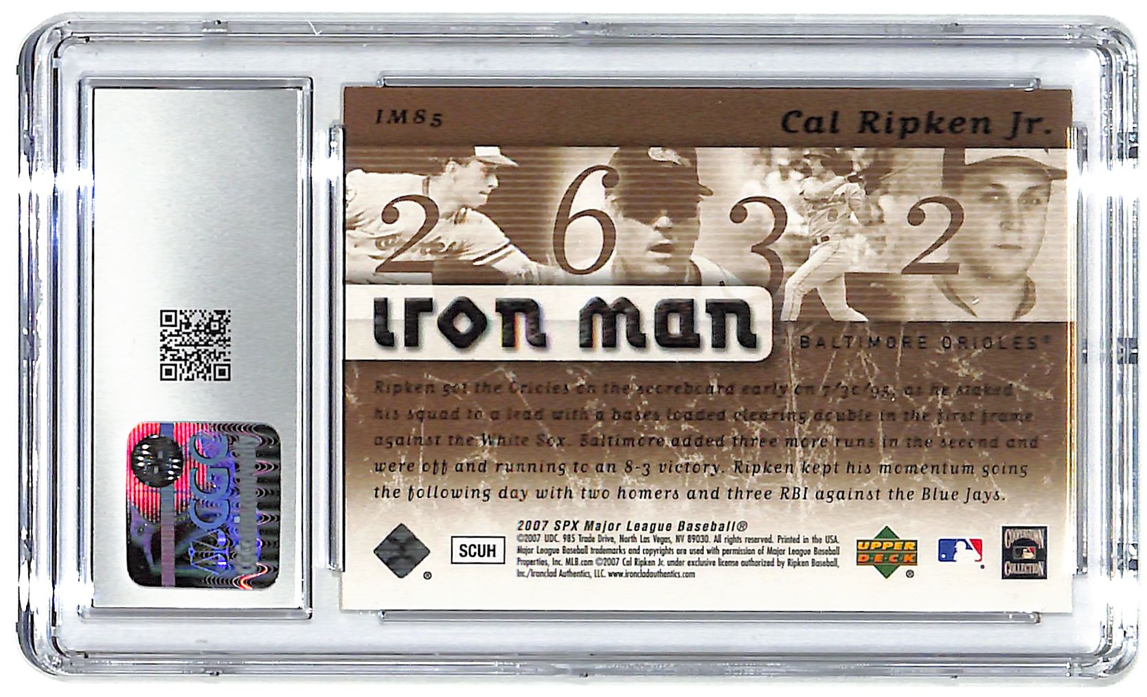 2007 Cal Ripken Upper Deck SPx Iron Man #IM85 #577/699 CGC Mint 9