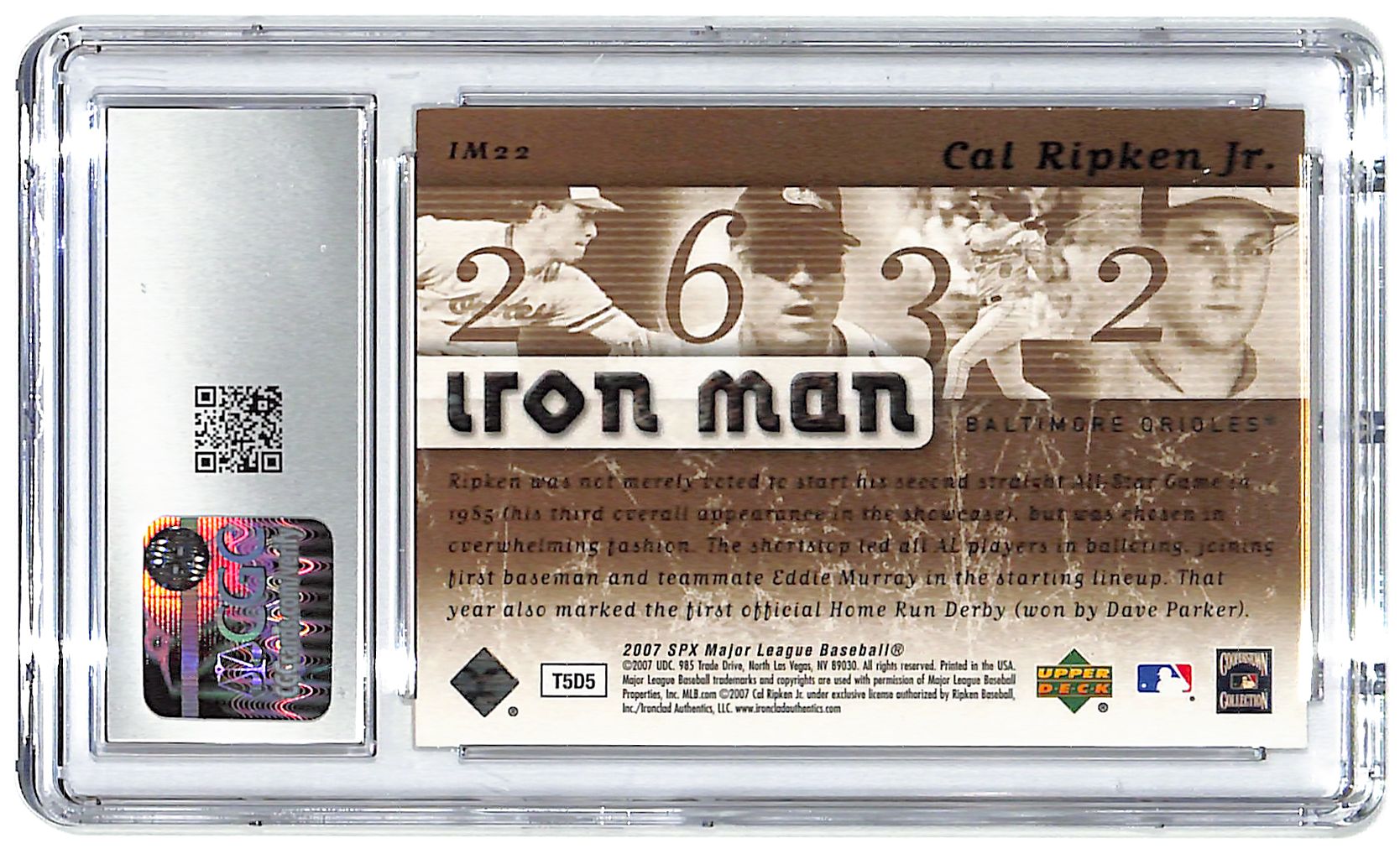 2007 Cal Ripken Upper Deck SPx Iron Man #IM22 #066/699 CGC Mint 9