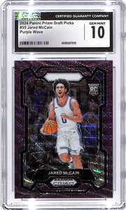 2024 Prizm Draft Picks Jared McCain Rookie RC Purple Wave CGC 10