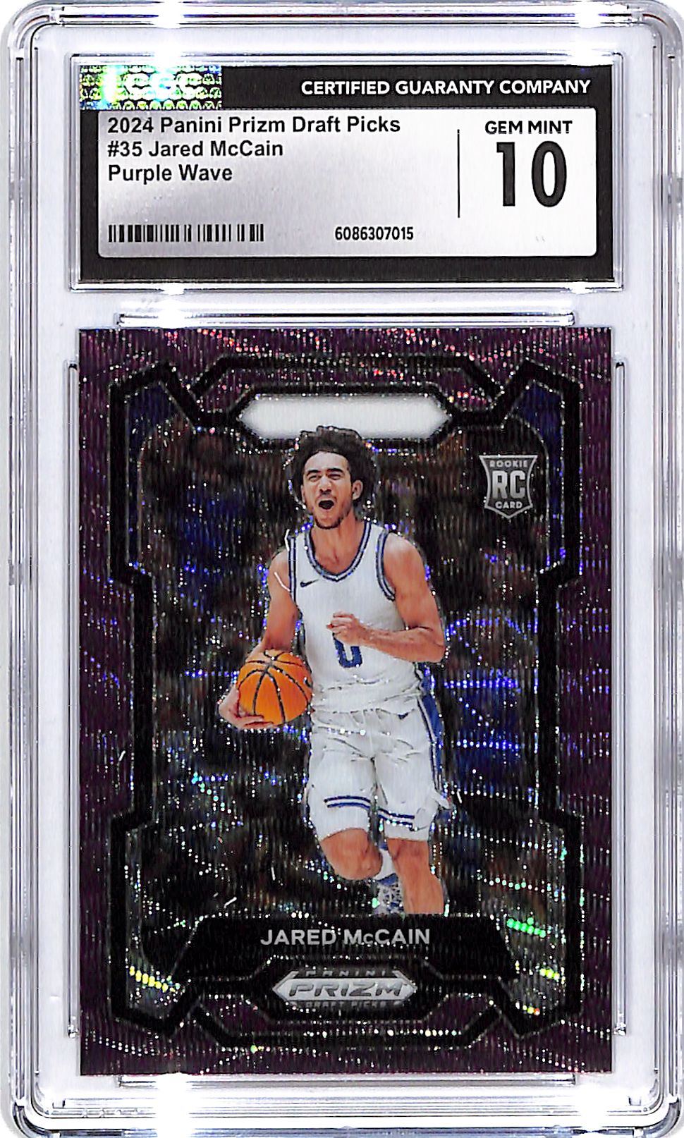 2024 Prizm Draft Picks Jared McCain Rookie RC Purple Wave CGC 10