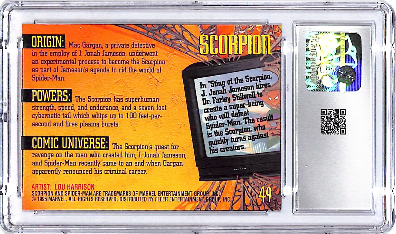 1995 Fleer Ultra Spiderman Scorpion Gold Foil Signature Series #49 CGC 9.5