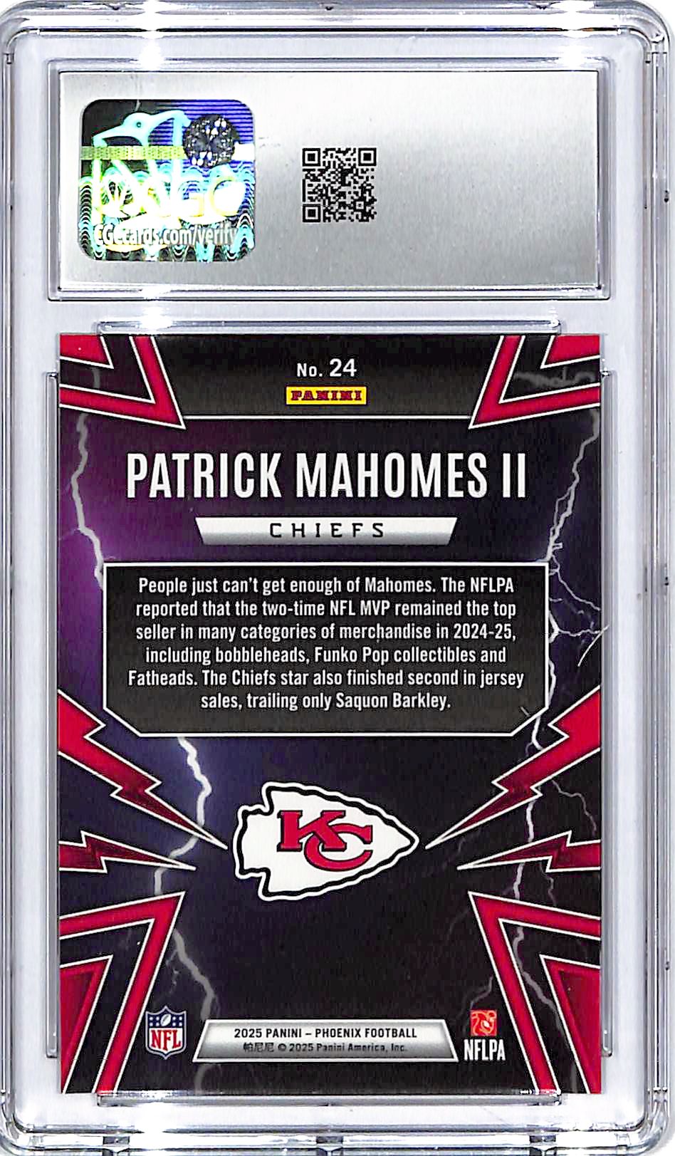 2025 Phoenix Patrick Mahomes Thunderbirds #24 CGC 10 Chiefs