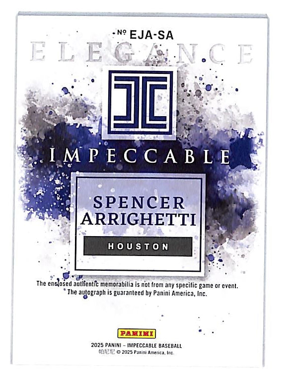 2025 Impeccable Spencer Arrighetti Auto Autograph Rookie RC Patch Jersey /99 Astros RPA