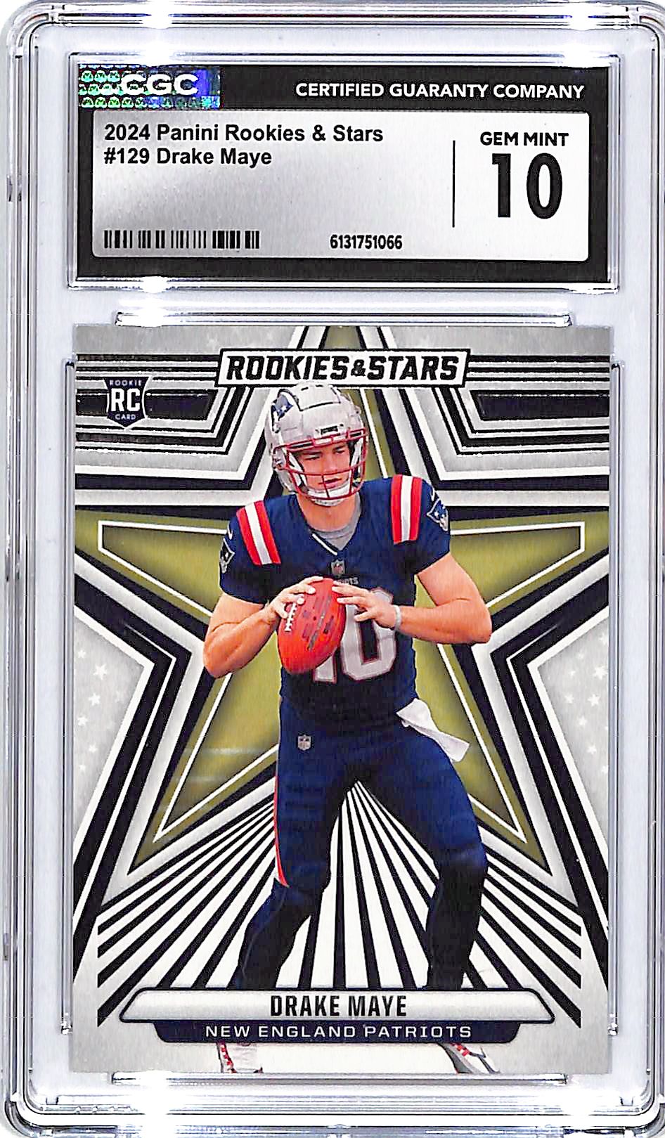 2024 Rookies and Stars Drake Maye Rookie RC #129 CGC 10 Patriots