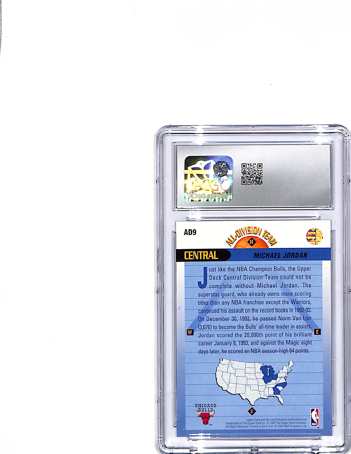 1992-93 Upper Deck Michael Jordan All Division Team CGC 9 Bulls