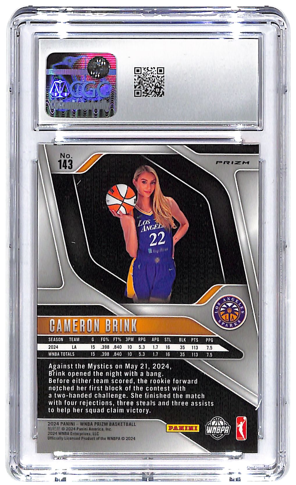 2024 Cameron Brink Prizm WNBA Orange Ice (RC) #143 CGC Mint 9