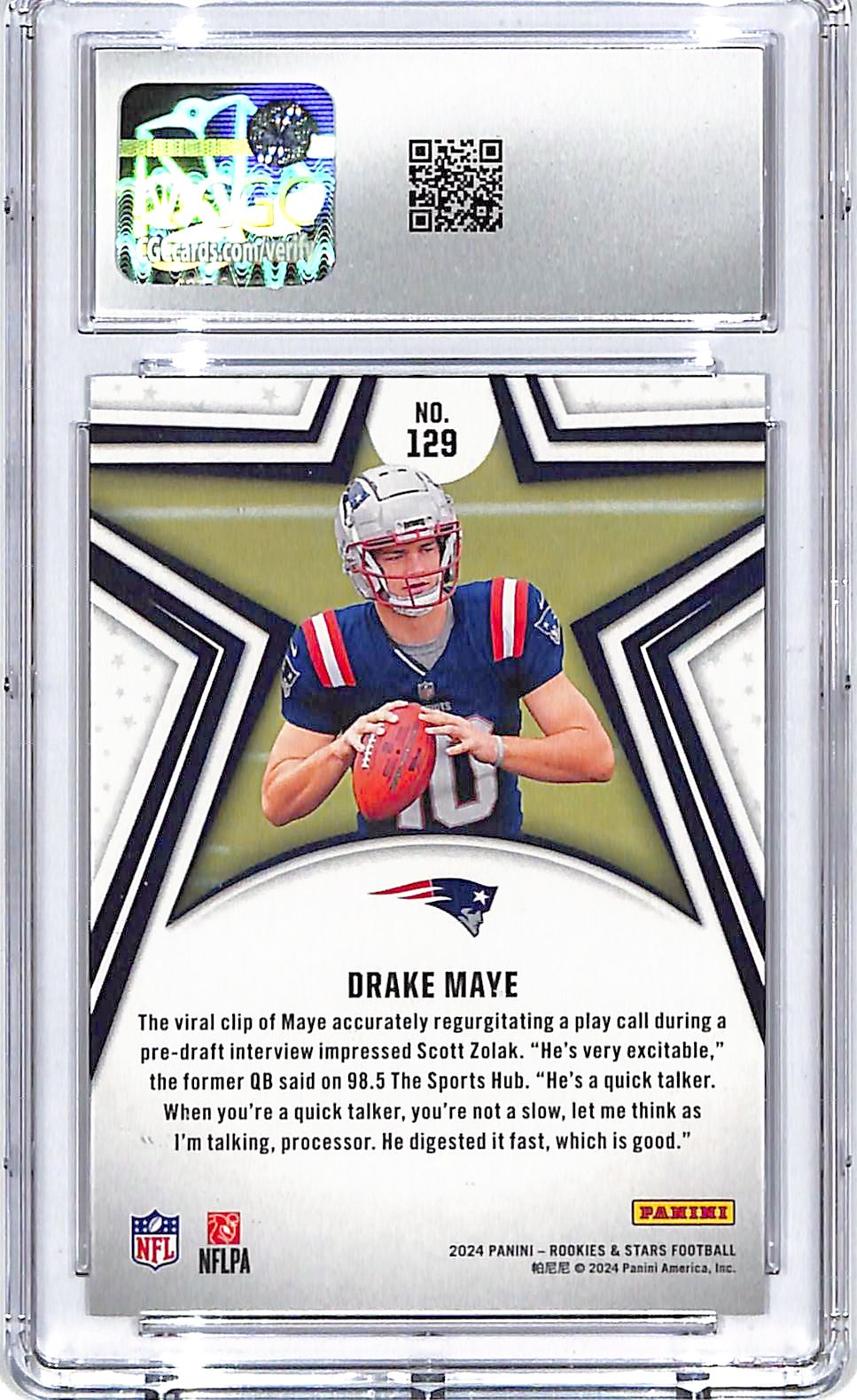 2024 Rookies and Stars Drake Maye Rookie RC #129 CGC 10 Patriots