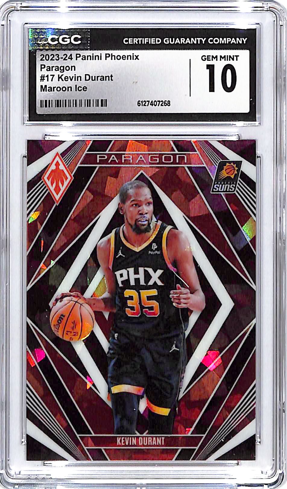 2023-24 Phoenix Kevin Durant Paragon Maroon Ice /275 CGC 10 Suns