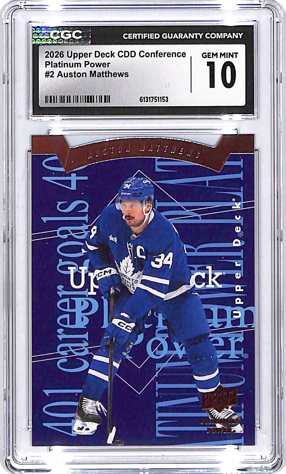 2026 Upper Deck CDD Conference Auston Matthews Platinum Power CGC 10