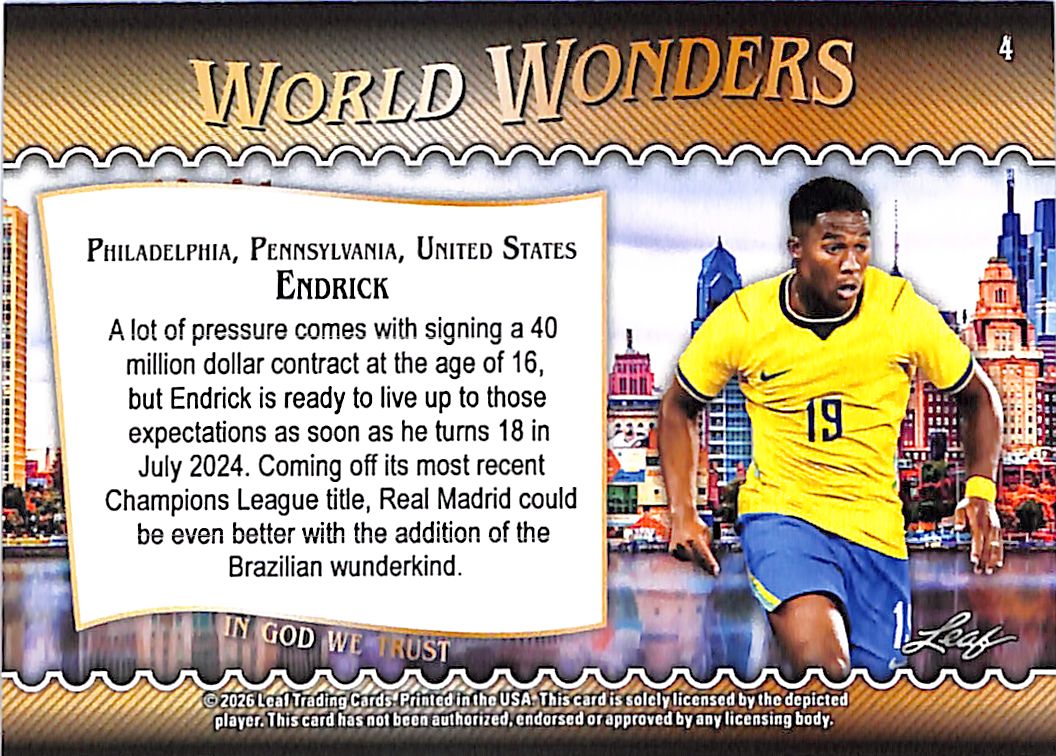 2026 Leaf World Wonders Endrick Pink /25 Brazil