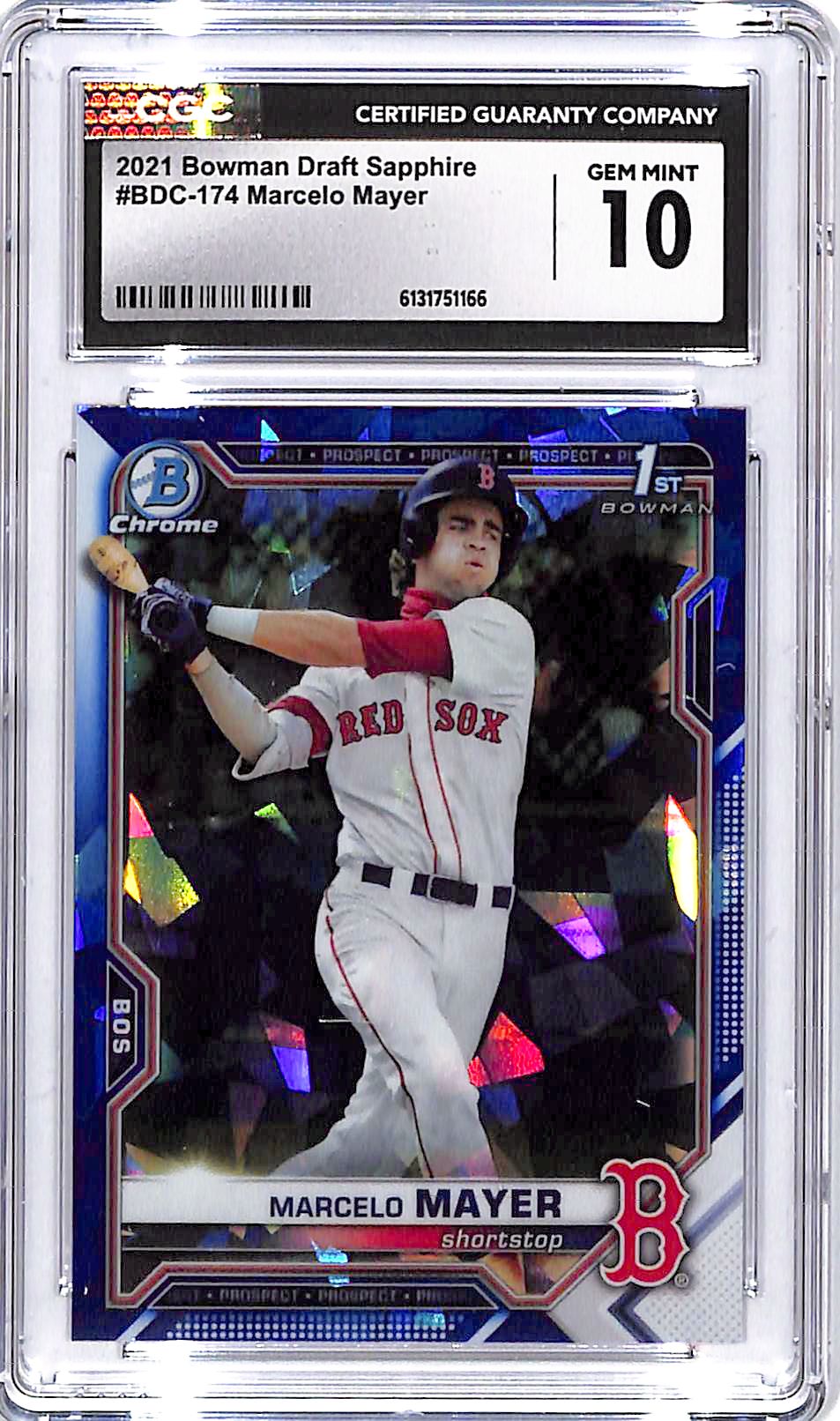 2021 Bowman Draft Sapphire Marcelo Mayer Rookie RC CGC 10 Red Sox