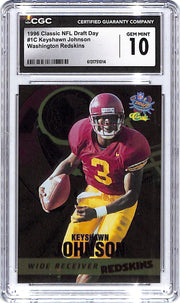 1996 Classic NFL Draft Day Keyshawn Johnson Washington Redskins CGC 10 Rookie RC