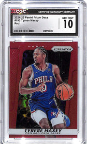2024-25 Prizm Deca Tyrese Maxi Red /199 CGC 10 76ers