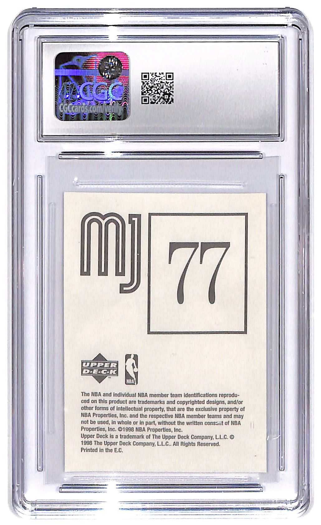 1998 Michael Jordan Upper Deck MJ Stickers #77 CGC Mint 9