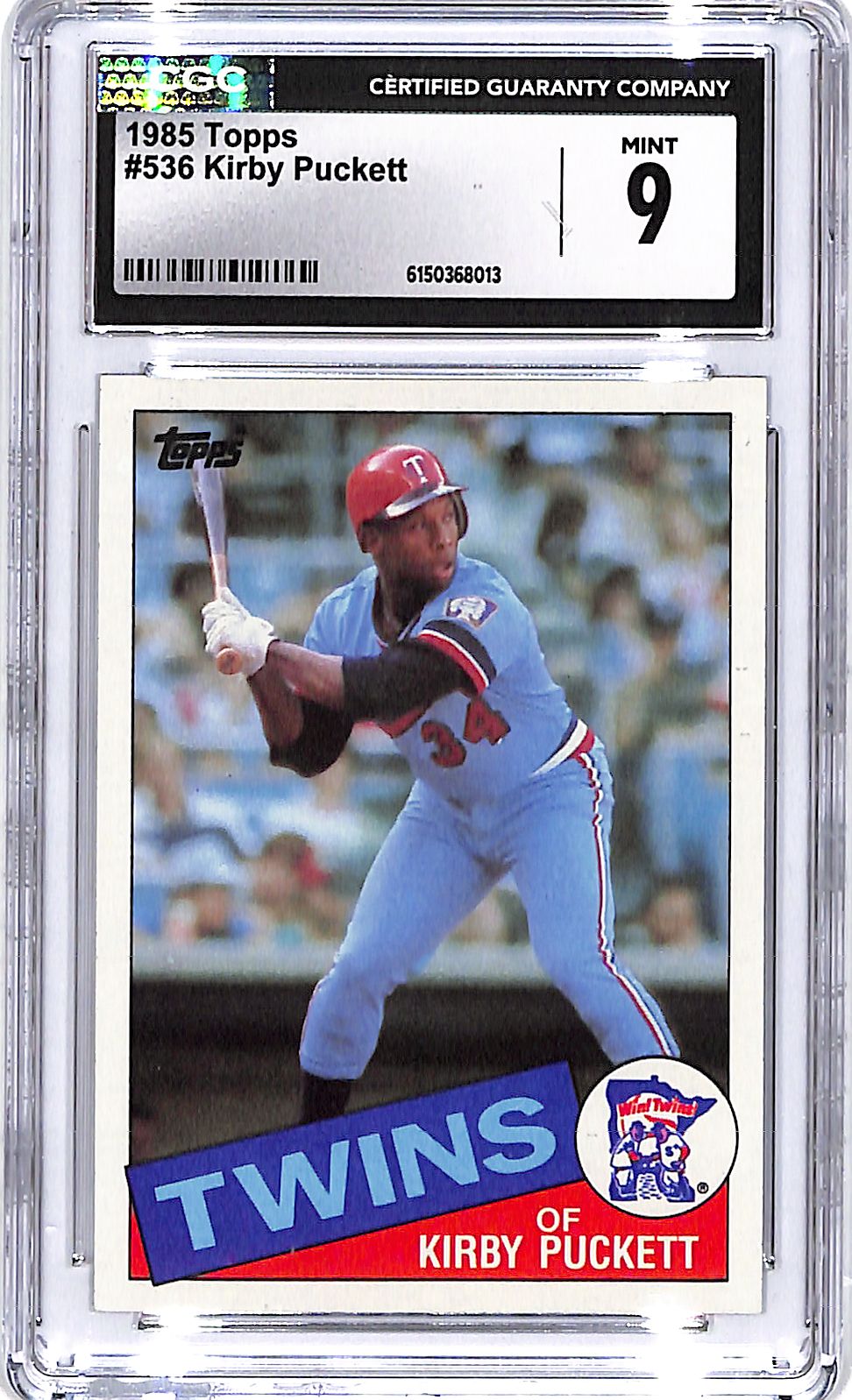 1985 Topps Kirby Puckett Rookie RC #536 CGC 9 Twins