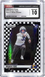 2024 Prizm Braden Fiske Rookie RC Black White Checker CGC 10 Rams
