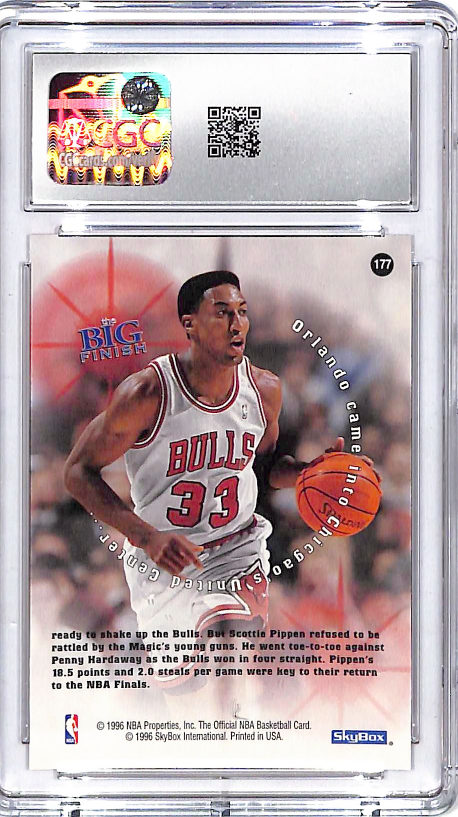 1996-97 Hoops Scottie Pippen #177 The Big Finish CGC 10 Bulls