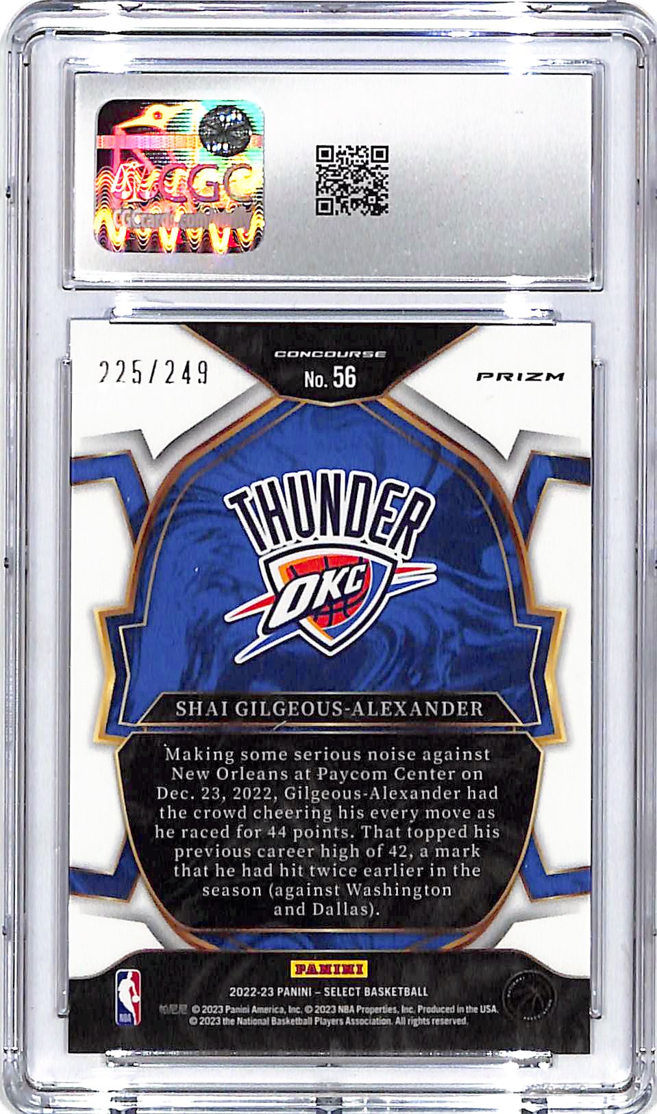 2022-23 Select Shai Gilgeous-Alexander Blue Scope /249 CGC 10 Thunder