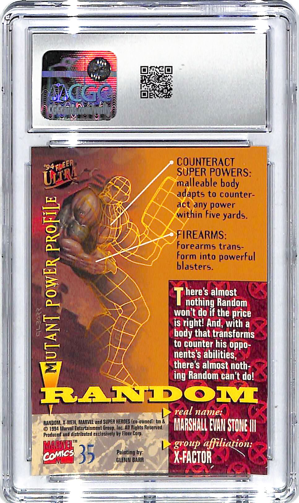 1994 Random Man Fleer Ultra X-Men #35 CGC Gem Mint 10