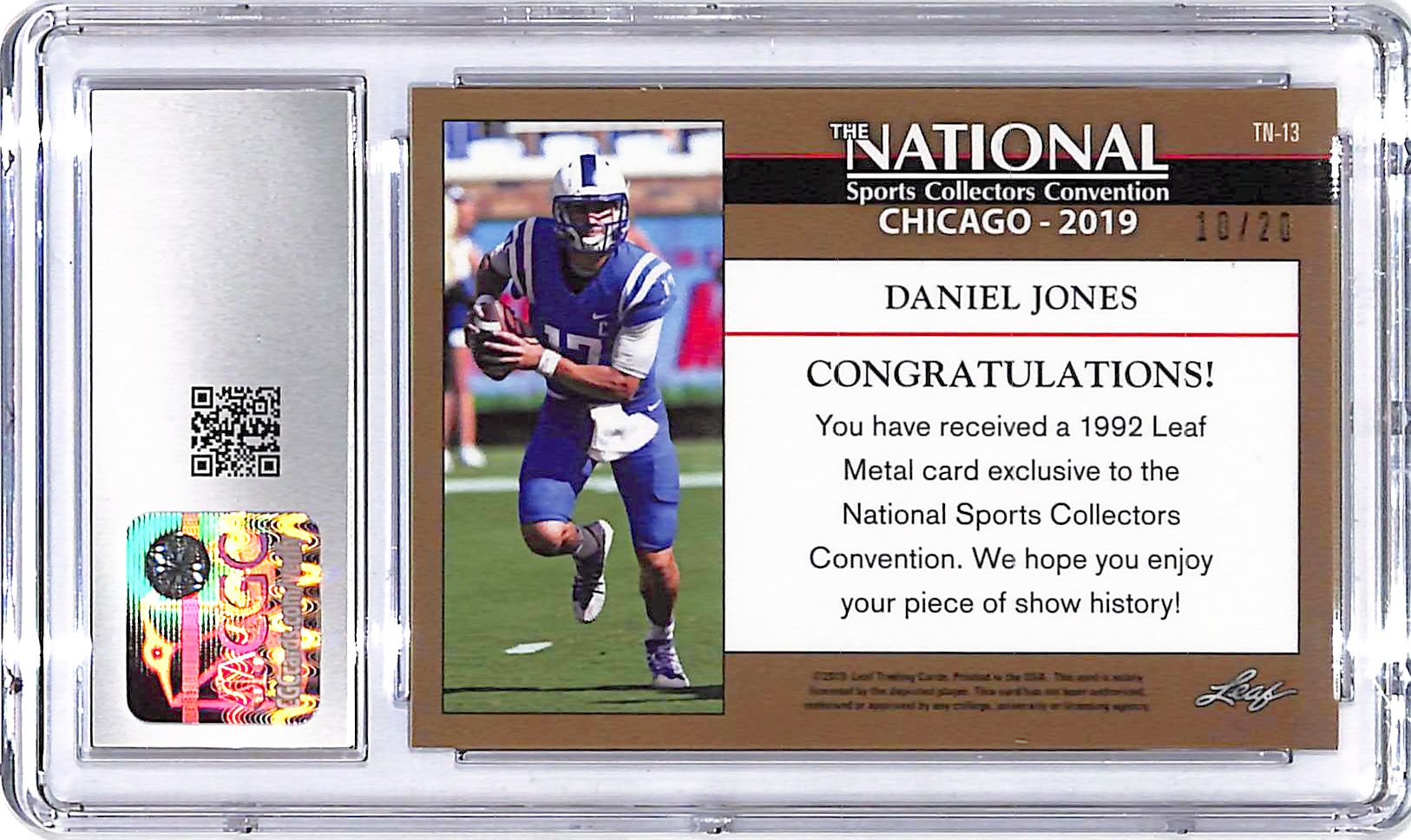 2019 Leaf Metal National Daniel Jones Blue Rookie RC /20 CGC 9.5 Duke