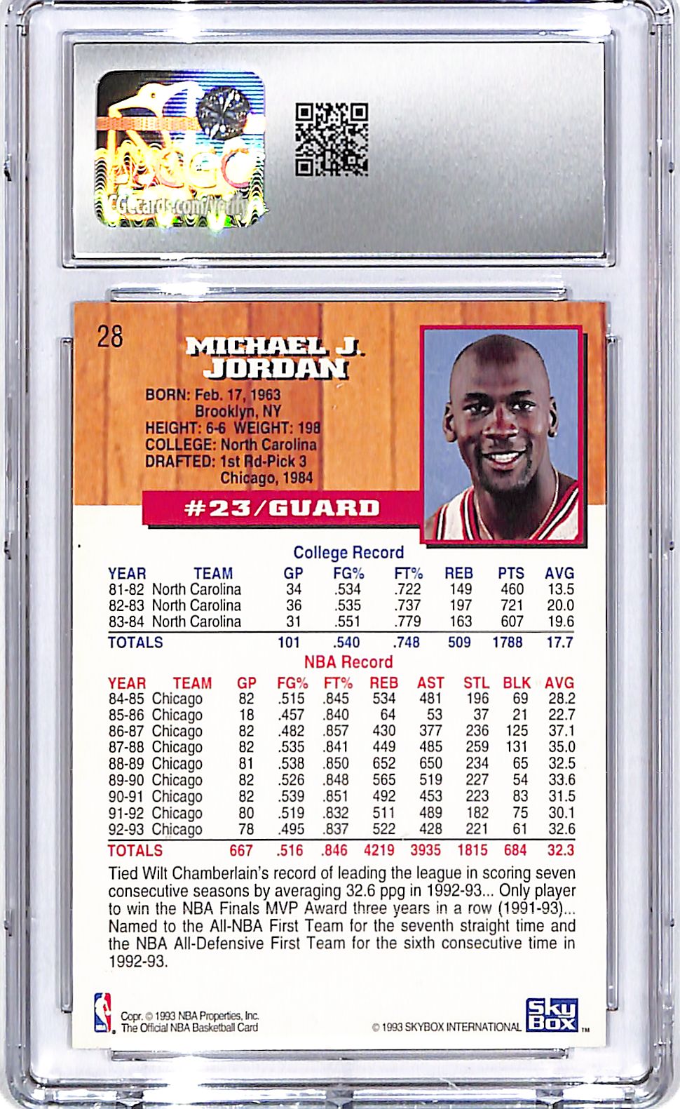 1993-94 Hoops Michael Jordan #28 CGC 9 Bulls
