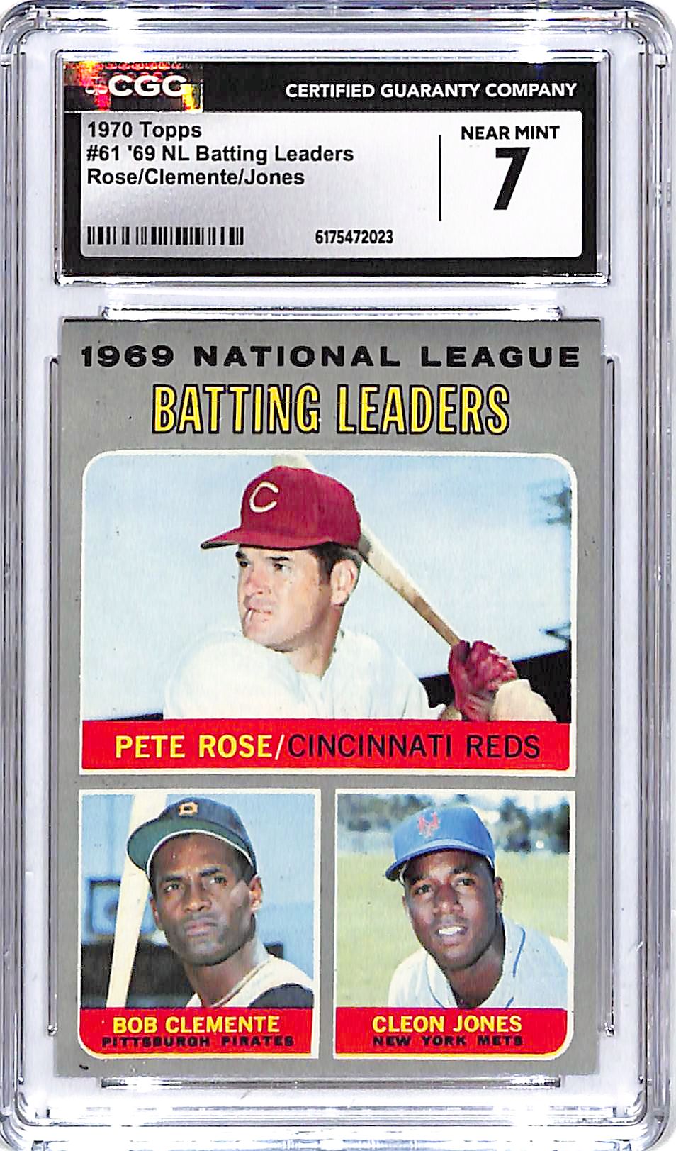 1970 Topps NL Batting Leaders Pete Rose Roberto Clemente Cleon Jones #61 CGC 7