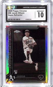2025 Topps Chrome Jacob Wilson Sepia Refractor Rookie RC #96 CGC 10 Athletics