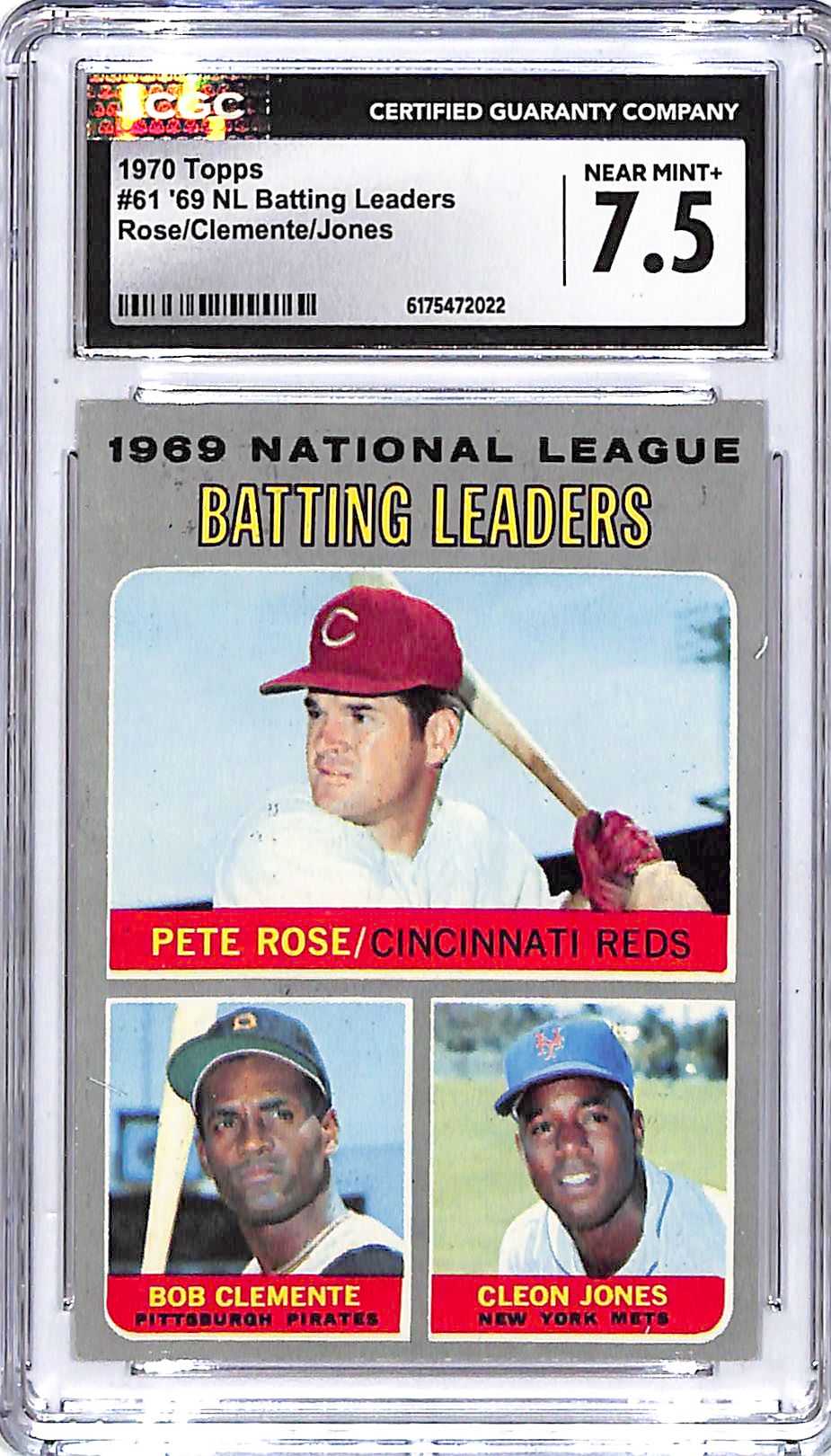 1970 Topps NL Batting Leaders Pete Rose Roberto Clemente Cleon Jones #61 CGC 7.5